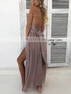 A-line V-neck Chiffon Ankle-length Split Front Prom Dresses #Milly020106560