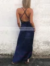 Sheath/Column Cowl Neck Silk-like Satin Ankle-length Split Front Prom Dresses #Milly020106589