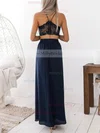 A-line V-neck Lace Chiffon Floor-length Split Front Prom Dresses #Milly020106625