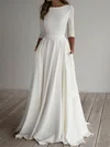 A-line Scoop Neck Chiffon Sweep Train Wedding Dresses With Pockets #Milly00024370