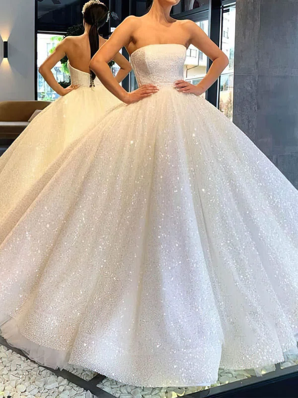 Ball Gown/Princess Straight Glitter Court Train Wedding Dresses #Milly00024372