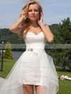 Sheath/Column Sweetheart Lace Tulle Detachable Beading Wedding Dresses #Milly00024386