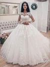 Ball Gown Illusion Tulle Court Train Wedding Dresses With Appliques Lace #Milly00024421