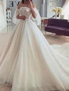 Ball Gown/Princess Off-the-shoulder Tulle Court Train Wedding Dresses With Appliques Lace #Milly00024425