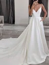 Ball Gown/Princess V-neck Satin Court Train Wedding Dresses With Pockets #Milly00024438