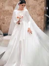 Ball Gown Scoop Neck Satin Court Train Wedding Dresses #Milly00024445