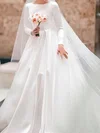 Ball Gown/Princess Scoop Neck Satin Court Train Wedding Dresses #Milly00024445