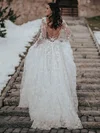Ball Gown Illusion Tulle Sweep Train Wedding Dresses With Appliques Lace #Milly00024454