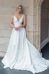 Ball Gown/Princess V-neck Satin Court Train Wedding Dresses #Milly00024489