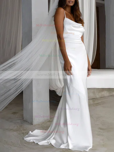 100% Silk Dress Pearl White Minimal Wedding Dress Cowl Neck Silk