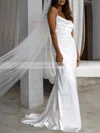 Sheath/Column Cowl Neck Silk-like Satin Sweep Train Wedding Dresses #Milly00024538