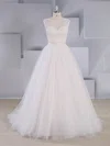Ball Gown Illusion Tulle Sweep Train Wedding Dresses With Lace #Milly00024556