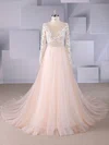 Ball Gown Illusion Tulle Sweep Train Wedding Dresses With Beading #Milly00024559