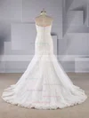 Trumpet/Mermaid Strapless Tulle Sweep Train Beading Wedding Dresses #Milly00024570
