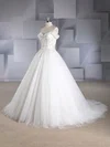 Ball Gown Off-the-shoulder Tulle Court Train Wedding Dresses With Beading #Milly00024574