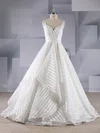 Ball Gown V-neck Organza Court Train Wedding Dresses With Cascading Ruffles #Milly00024583
