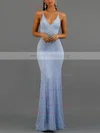Trumpet/Mermaid V-neck Lace Floor-length Prom Dresses #Milly020107800