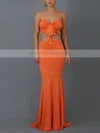 Trumpet/Mermaid Strapless Jersey Sweep Train Bow Prom Dresses #Milly020107803
