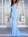 Trumpet/Mermaid Sweep Train V-neck Jersey Prom Dresses #Milly020107805