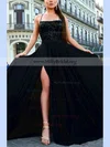 A-line Square Neckline Jersey Sweep Train Appliques Lace Prom Dresses #Milly020107810
