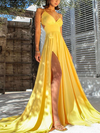 A-line V-neck Jersey Prom Dresses With Ruched #Milly020107820