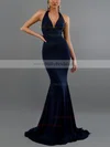 Trumpet/Mermaid Halter Jersey Sweep Train Bow Prom Dresses #Milly020107829
