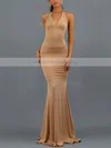 Trumpet/Mermaid Halter Jersey Sweep Train Bow Prom Dresses #Milly020107829