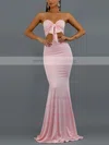 Trumpet/Mermaid Strapless Jersey Sweep Train Bow Prom Dresses #Milly020107830
