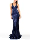 Trumpet/Mermaid V-neck Sequined Sweep Train Prom Dresses #Milly020107839