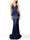 Trumpet/Mermaid V-neck Sequined Sweep Train Prom Dresses #Milly020107840