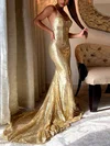 Trumpet/Mermaid Sweep Train V-neck Sequined Beading Prom Dresses #Milly020107842
