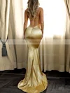 Trumpet/Mermaid V-neck Silk-like Satin Sweep Train Ruffles Prom Dresses #Milly020107846