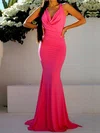 Trumpet/Mermaid Sweep Train Cowl Neck Jersey Bow Prom Dresses #Milly020107849