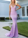 Trumpet/Mermaid V-neck Jersey Sweep Train Prom Dresses #Milly020107854