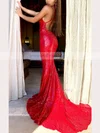 Trumpet/Mermaid V-neck Sequined Sweep Train Beading Prom Dresses #Milly020107862