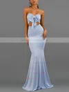Trumpet/Mermaid Strapless Jersey Sweep Train Bow Prom Dresses #Milly020107876