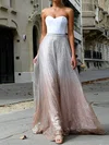 A-line Sweetheart Satin Glitter Sweep Train Formal Dresses PT020107885