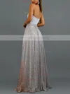 A-line Sweetheart Satin Glitter Sweep Train Prom Dresses #Milly020107885