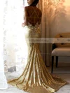 Trumpet/Mermaid V-neck Sequined Sweep Train Appliques Lace Prom Dresses #Milly020107888