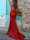 Sheath/Column Sweep Train Scoop Neck Lace Split Front Prom Dresses #Milly020107895