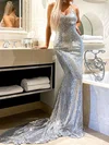 Mermaid V-neck Sparkly Sequin Prom Dresses #Milly020107901