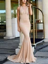 Trumpet/Mermaid Halter Jersey Sweep Train Bow Prom Dresses #Milly020107905