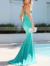 Trumpet/Mermaid V-neck Jersey Sweep Train Prom Dresses #Milly020107907