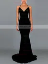 Trumpet/Mermaid V-neck Jersey Sweep Train Prom Dresses #Milly020107907