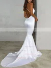 Trumpet/Mermaid V-neck Silk-like Satin Sweep Train Ruffles Prom Dresses #Milly020107910
