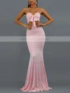 Trumpet/Mermaid Strapless Silk-like Satin Sweep Train Bow Prom Dresses #Milly020107914