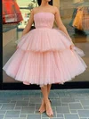 Ball Gown Straight Tulle Tea-length Homecoming Dresses With Tiered #Milly020107925