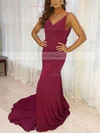 Trumpet/Mermaid V-neck Jersey Sweep Train Prom Dresses #Milly020107928