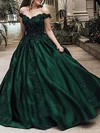 Ball Gown Off-the-shoulder Satin Sweep Train Beading Prom Dresses #Milly020107936