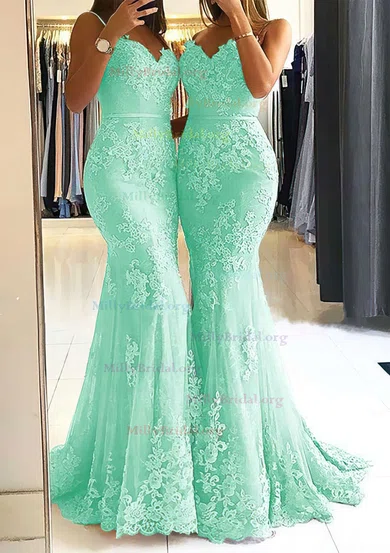 Sweetheart Flowers Mint Tulle Trumpet Mermaid Prom Dress With Slit Sweetheart Flowers Mint Tulle Trumpet Mermaid Prom Dress With Slit
